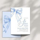 Invitation Fête des mariées Retro Coquette Blue Bow