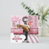 Invitation Fête des mariées rétro crème glacée Parlante rache (Debout devant)