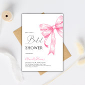 Invitation Fête des mariées Retro Elegant Coquette Rose Bow