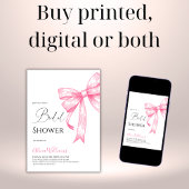 Invitation Fête des mariées Retro Elegant Coquette Rose Bow