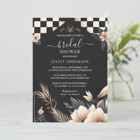 Invitation Fête des mariées Retro Studio Creative Illustrée (Debout devant)