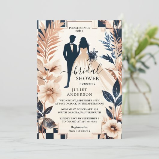 Invitation Fête des mariées Retro Studio Creative Illustrée (Debout devant)