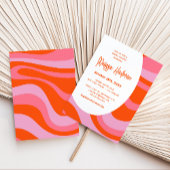 Invitation Fête des mariées rétro Super Hippie rose