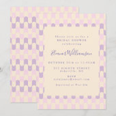 Invitation Fête des mariées rétro Super rose et violet (Devant / Derrière)