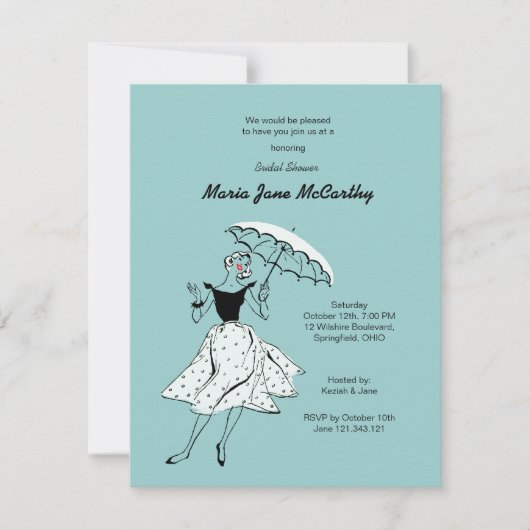 Invitation Fête des mariées Retro Vintage Chic Femme (Devant)