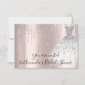 Invitation Fête des mariées Robe blanche Rose argent gris arg (Devant)
