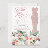Invitation Fête des mariées robe glam Gown rose floral (Devant)