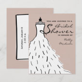 Invitation Fête des mariées - Robe Mariage élégante Couleur p (Devant / Derrière)