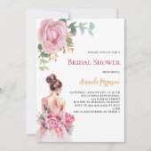 Invitation Fête des mariées robe mariage rose rose (Devant)