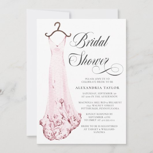 Invitation Fête des mariées Robe Mariage Rosée (Devant)