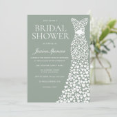 Invitation Fête des mariées Robe verte et blanche Sage (Debout devant)