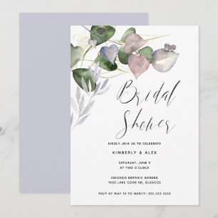 Invitation Fête des mariées romantique aquarelle Eucalyptus