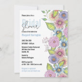 Invitation Fête des mariées romantique Bohème Fleurissant (Devant)