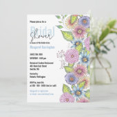 Invitation Fête des mariées romantique Bohème Fleurissant (Debout devant)