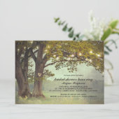 Invitation Fête des mariées romantique de chêne rustique (Debout devant)