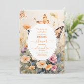 Invitation Fête des mariées Romantique Fleurs & Papillons (Debout devant)