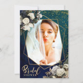 Invitation Fête des mariées Romantique Floral Gold Wreath Pho (Devant)