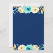 Invitation Fête des mariées Romantique Marine Bleu Turquoise  (Dos)