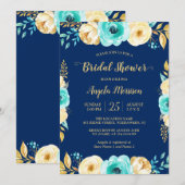 Invitation Fête des mariées Romantique Marine Bleu Turquoise  (Devant / Derrière)