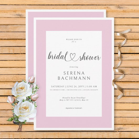 Invitation Fête des mariées romantique moderne rose et blanc