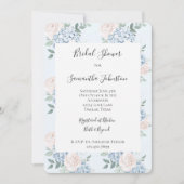 Invitation Fête des mariées romantique rose bleu Fleurs (Devant)