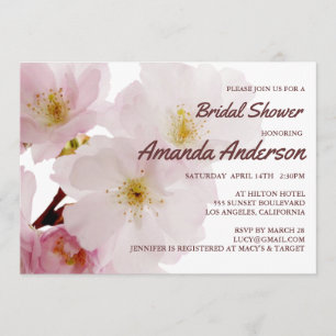 Invitation Fête des mariées romantique rose cerisier fleurs