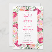 Invitation Fête des mariées Romantique rose Roses Fleurs (Devant)