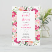 Invitation Fête des mariées Romantique rose Roses Fleurs (Debout devant)