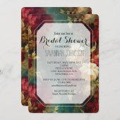 Invitation Fête des mariées romantique Rouge Blanc Fleurs (Devant / Derrière)