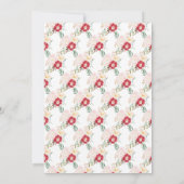 Invitation Fête des mariées romantique rouge et fleurs de crè (Dos)