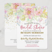 Invitation Fête des mariées rose aquarelle (Devant / Derrière)