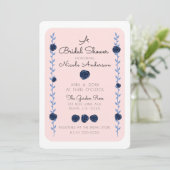 Invitation Fête des mariées Rose Aquarelle Rose Bleu (Debout devant)