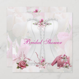 Invitation Fête des mariées Rose blanc Corset Floral