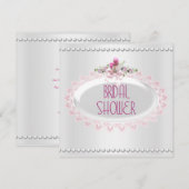 Invitation Fête des mariées rose blanc Pearl Mariage (Devant / Derrière)