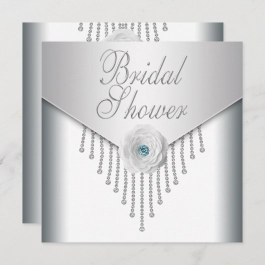 Invitation Fête des mariées Rose blanche (Devant / Derrière)