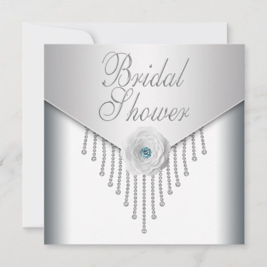 Invitation Fête des mariées Rose blanche (Devant)