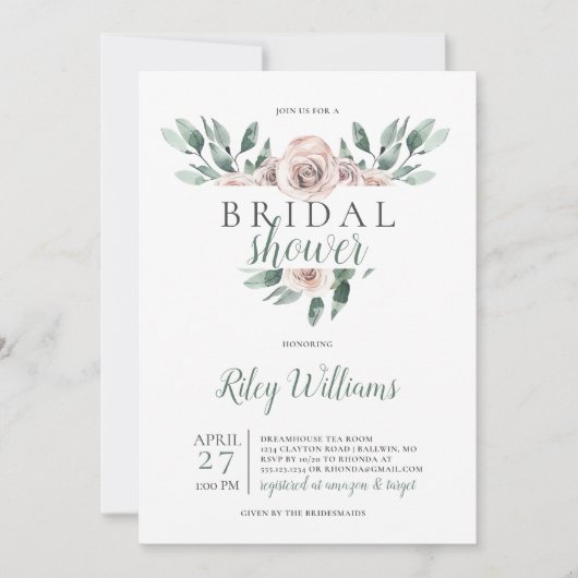 Invitation Fête des mariées Rose Boho (Devant)