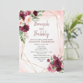 Invitation Fête des mariées Rose Brunch & Bubbly Bourgogne (Debout devant)