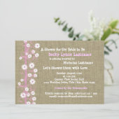 Invitation Fête des mariées rose burlap et marguerites (Debout devant)