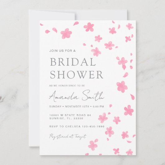 Invitation Fête des mariées rose cerisier (Devant)