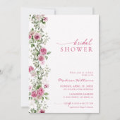 Invitation Fête des mariées rose chaud Botanique Floral (Devant)