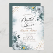 Invitation Fête des mariées Rose chic vert (Devant / Derrière)