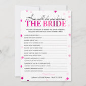 Invitation Fête des mariées Rose Comme Vous Connaissez Bien L (Devant)