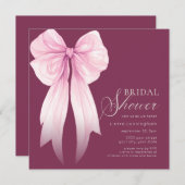 Invitation Fête des mariées rose Coquette Bow (Devant / Derrière)