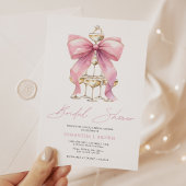 Invitation Fête des mariées rose Coquette Bow