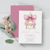 Invitation Fête des mariées rose Coquette Bow