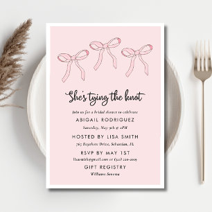 Invitation Fête des mariées rose Coquette Bow