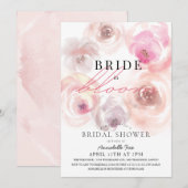 Invitation Fête des mariées Rose d'aquarelle en fleur (Devant / Derrière)