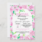 Invitation Fête des mariées Rose d'aquarelle rose frais (Devant)