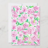 Invitation Fête des mariées Rose d'aquarelle rose frais (Dos)